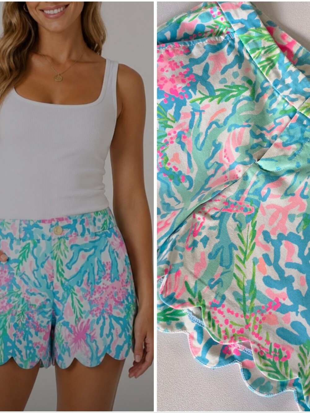 Lilly Pulitzer Buttercup Scallop Hem Shorts Size 6 Floral